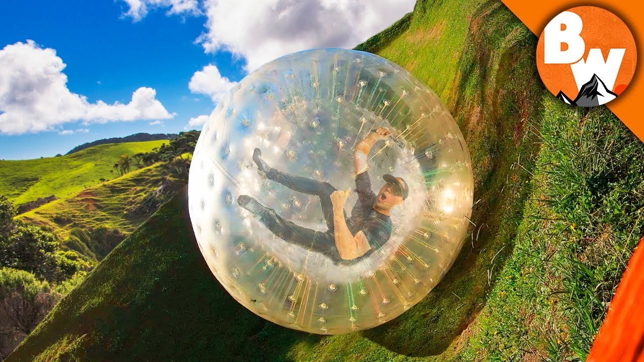 Rolling Off a Mountain in an Inflatable Ball!
