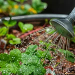 Water saving tips for using spring rain wisely in a backyard garden with mulched beds