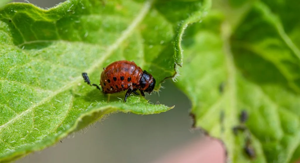 Summer garden with crowded growth and potential pest issues
